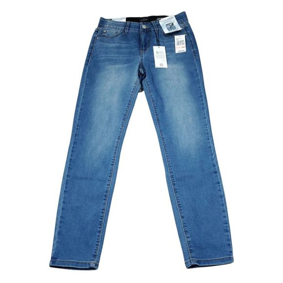 Curve Appeal High Rise Concealed Comfort Waist Skinny Jeans Size 2 26 Blue - Picture 1 of 8